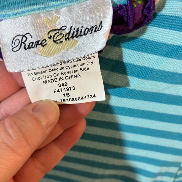 Rare Editions Turquoise and Purple Striped Dress - Picture 1 of 3